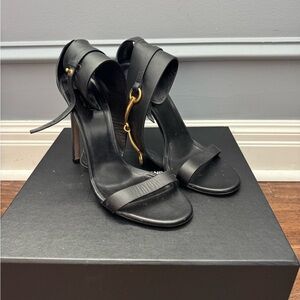 Gucci Black Heels with Gold Accent